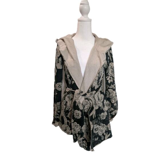 Lucky Brand Women's Small Floral French Terry Wrap Hooded Sweatshirt Cardigan - Picture 1 of 13